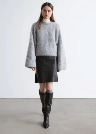 Maglione a trecce in misto mohair