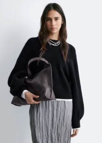 Maglione con maniche a palloncino in misto alpaca