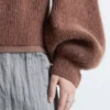 Maglione con maniche a palloncino in misto alpaca