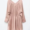 Mini abito con scollo a V e coulisse