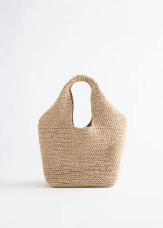 Mini borsa tote in paglia di carta