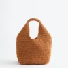 Mini borsa tote in paglia di carta