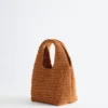 Mini borsa tote in paglia di carta