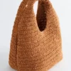 Mini borsa tote in paglia di carta