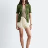 Mini shorts in jacquard con inserti in pizzo