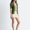 Mini shorts in jacquard con inserti in pizzo