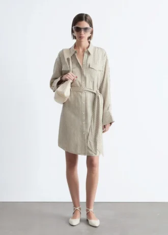 Miniabito a camicia con cintura da annodare