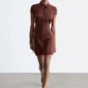 Miniabito a camicia in jacquard