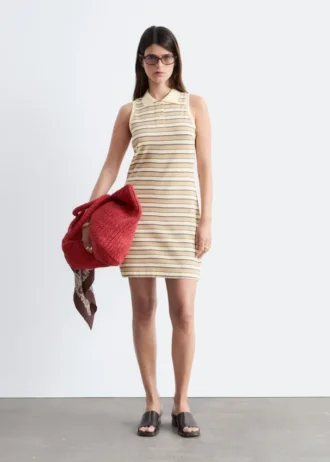 Miniabito polo in cotone a righe