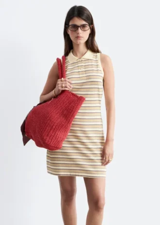 Miniabito polo in cotone a righe