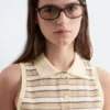 Miniabito polo in cotone a righe