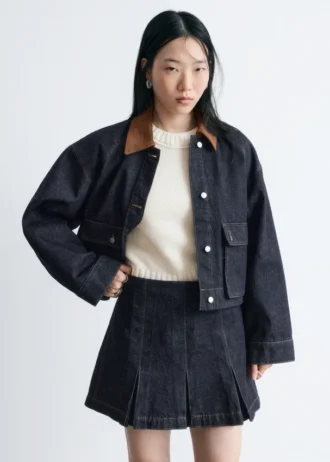 Minigonna in denim plissettato
