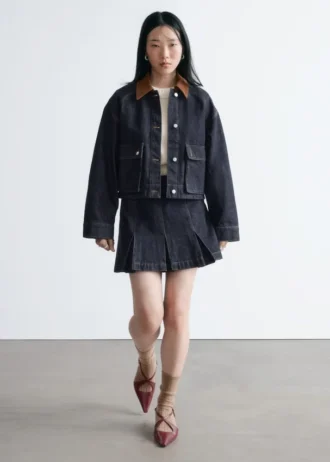 Minigonna in denim plissettato