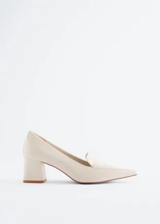 Mocassini con tacco in pelle