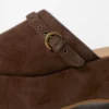 Mules con plateau in pelle scamosciata