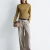 Pantaloni a gamba larga in twill