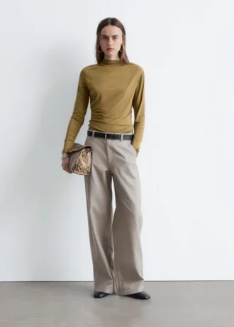 Pantaloni a gamba larga in twill