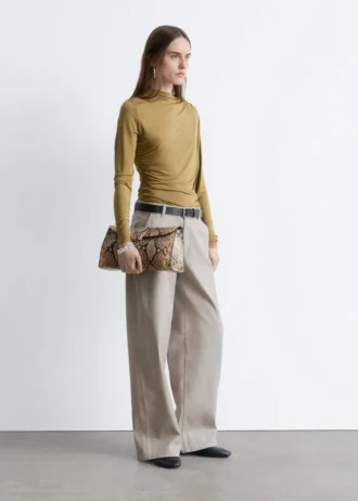Pantaloni a gamba larga in twill