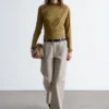 Pantaloni a gamba larga in twill