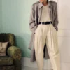 Cappotto in misto cotone e lana con cintura da annodare