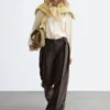 Pantaloni in lana con piega
