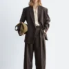 Pantaloni in lana con piega