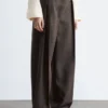 Pantaloni in lana con piega