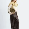 Pantaloni in lana con piega