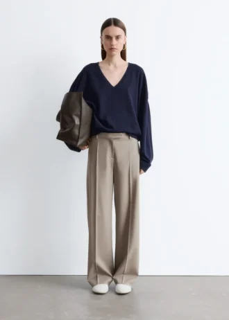 Pantaloni in lana con piega a pressione