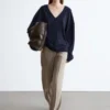 Pantaloni in lana con piega a pressione