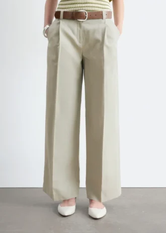 Pantaloni in misto cotone e lino