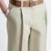 Pantaloni in misto cotone e lino