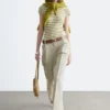 Pantaloni in misto cotone e lino