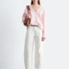 Pantaloni in twill di cotone a gamba larga