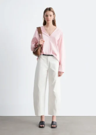 Pantaloni in twill di cotone a gamba larga