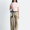 Pantaloni in twill di cotone a gamba larga