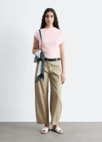 Pantaloni in twill di cotone a gamba larga