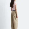 Pantaloni in twill di cotone a gamba larga
