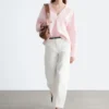 Pantaloni in twill di cotone a gamba larga