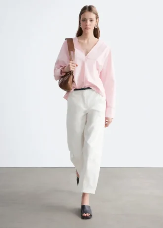 Pantaloni in twill di cotone a gamba larga