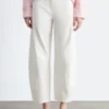Pantaloni in twill di cotone a gamba larga