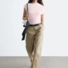 Pantaloni in twill di cotone a gamba larga