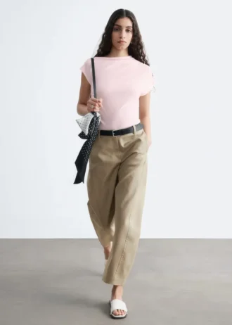 Pantaloni in twill di cotone a gamba larga
