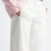 Pantaloni in twill di cotone a gamba larga