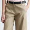 Pantaloni in twill di cotone a gamba larga