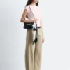 Pantaloni in twill di cotone a gamba larga
