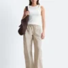 Pantaloni in twill di cotone con coulisse