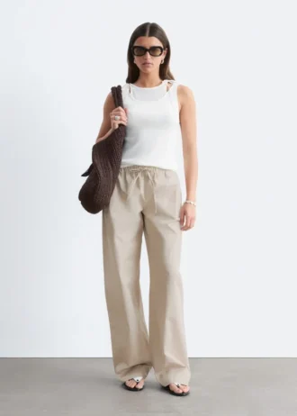 Pantaloni in twill di cotone con coulisse