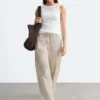 Pantaloni in twill di cotone con coulisse