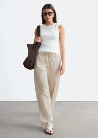 Pantaloni in twill di cotone con coulisse